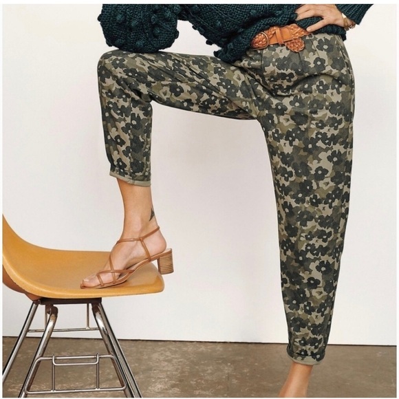 Anthropologie Amadi Green Floral Camo 100% Cotton Trousers NWT - Picture 3 of 14